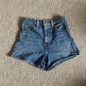 Levis Blue Women's Denim High waisted mom Shorts